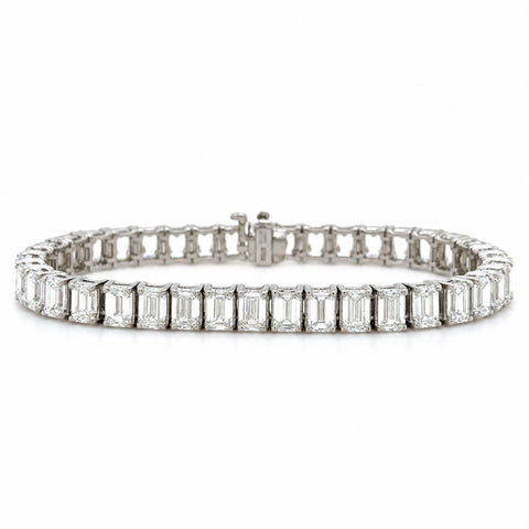 GIA Certified 19.67 Carats Emerald Cut Diamond Tennis Bracelet