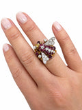 Vintage Herbert Rosenthal, Ruby and Diamond Bee Ring, 18K Yellow and White Gold