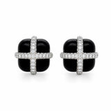 Seaman Schepps, Diamond and Ebony Wood Earclips, 18 Karat White Gold