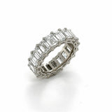 GIA 9.12 Carats Emerald Cut Diamond Eternity Band, Platinum, Size 6 1/2