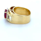 AGL Certified Burma Ruby, Yellow Diamond and Diamond Ring