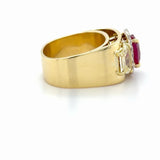 AGL Certified Burma Ruby, Yellow Diamond and Diamond Ring