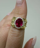 AGL Certified Burma Ruby, Yellow Diamond and Diamond Ring
