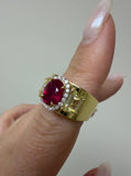 AGL Certified Burma Ruby, Yellow Diamond and Diamond Ring
