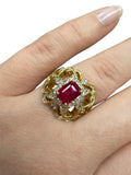 AGL Certified Burma Ruby and Diamond Cocktail Ring