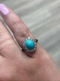 Antique, Turquoise and Diamond Cluster Ring