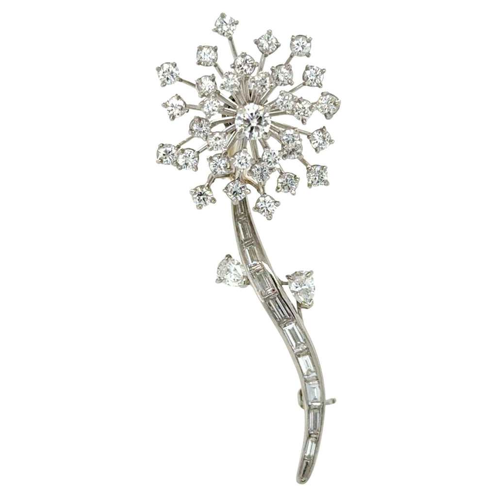 Attributed to Oscar Heyman, Vintage Platinum and Diamond Flower Brooch