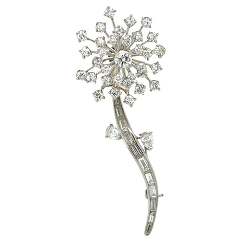 Attributed to Oscar Heyman, Vintage Platinum and Diamond Flower Brooch