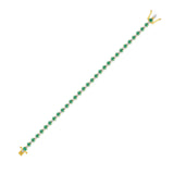 14K Gold 5.8ct Natural Diamond Emerald Oval Tennis Bracelet