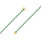 14K Gold 5.8ct Natural Diamond Emerald Oval Tennis Bracelet