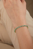 14K Gold 5.8ct Natural Diamond Emerald Oval Tennis Bracelet
