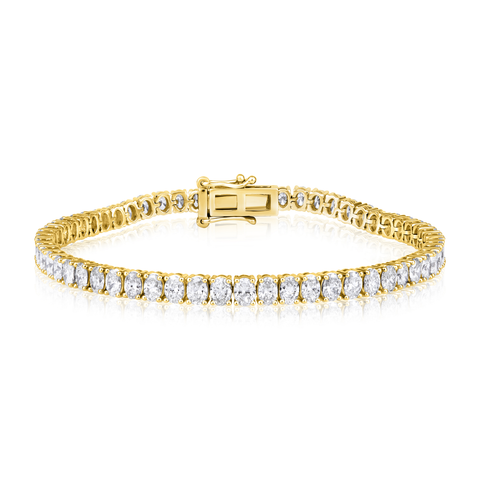 14K Gold 8.5ct Natural Diamond Oval Tennis Bracelet