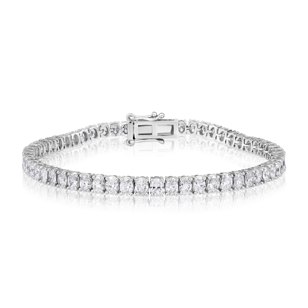 14K Gold 8.5ct Natural Diamond Oval Tennis Bracelet