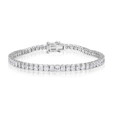 14K Gold 8.5ct Natural Diamond Oval Tennis Bracelet