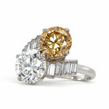 Vintage, 1950's Diamond and Natural Brown Diamond Toi Et Moi Ring, Platinum