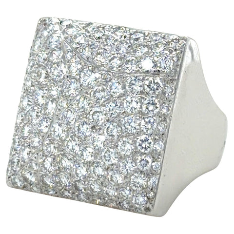 Cartier 18K White Gold and Pave Diamond Ring