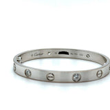 Cartier, Love Bangle Bracelet 4 Diamond Classic Model 18K White Gold