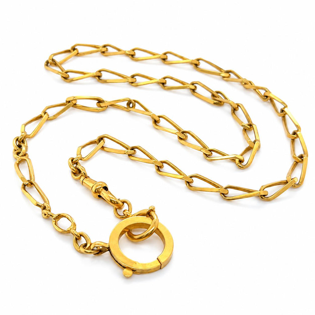 Late Victorian, Yellow Gold Fob Chain Necklace, 23 inches long