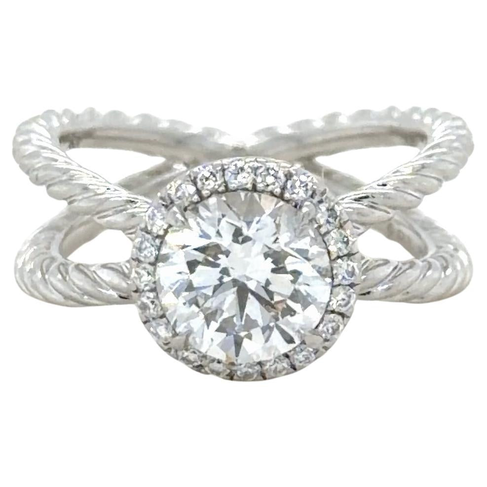 David Yurman, 1.24 Carat Round Brilliant Diamond Crossover Cable Engagement Ring