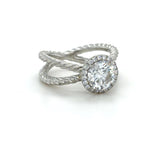 David Yurman, 1.24 Carat Round Brilliant Diamond Crossover Cable Engagement Ring