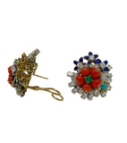 Diamond, Gemstone and Enamel Flower Earrings