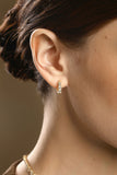 14K Gold 1ct Natural Diamond Emerald Three-Stone Huggie Hoops Earrings