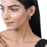 14K Gold 2ct Natural Diamond Round Inside Out 26mm Hoop Earrings