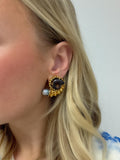 Elizabeth Gage, Ammonite and Cultured Tahitian Pearl Nautilus Shell Earrings