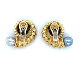 Elizabeth Gage, Ammonite and Cultured Tahitian Pearl Nautilus Shell Earrings