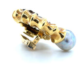 Elizabeth Gage, Ammonite and Cultured Tahitian Pearl Nautilus Shell Earrings