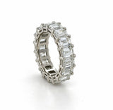 GIA 9.12 Carats Emerald Cut Diamond Eternity Band, Platinum, Size 6 1/2