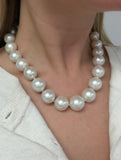 Cultured South Sea Pearl and Diamond Necklace 18K Yellow Gold