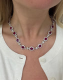 30.00 Carats Ruby and 14.50 Carats Diamond Cluster Necklace