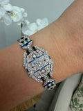Art Deco, 14.50 Carats Diamond, Sapphire and Emerald Bracelet, Platinum