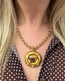 RARE Antique Essex Crystal Butterfly Locket Pendant 22K Yellow Gold