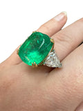 GIA Certified 17.02 Carat Colombian Emerald and Diamond Ring