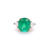 GIA Certified 17.02 Carat Colombian Emerald and Diamond Ring