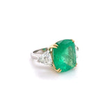 GIA Certified 17.02 Carat Colombian Emerald and Diamond Ring
