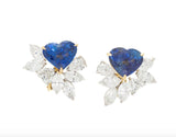 Heart Shaped Sapphire and Diamond Earrings