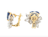Heart Shaped Sapphire and Diamond Earrings