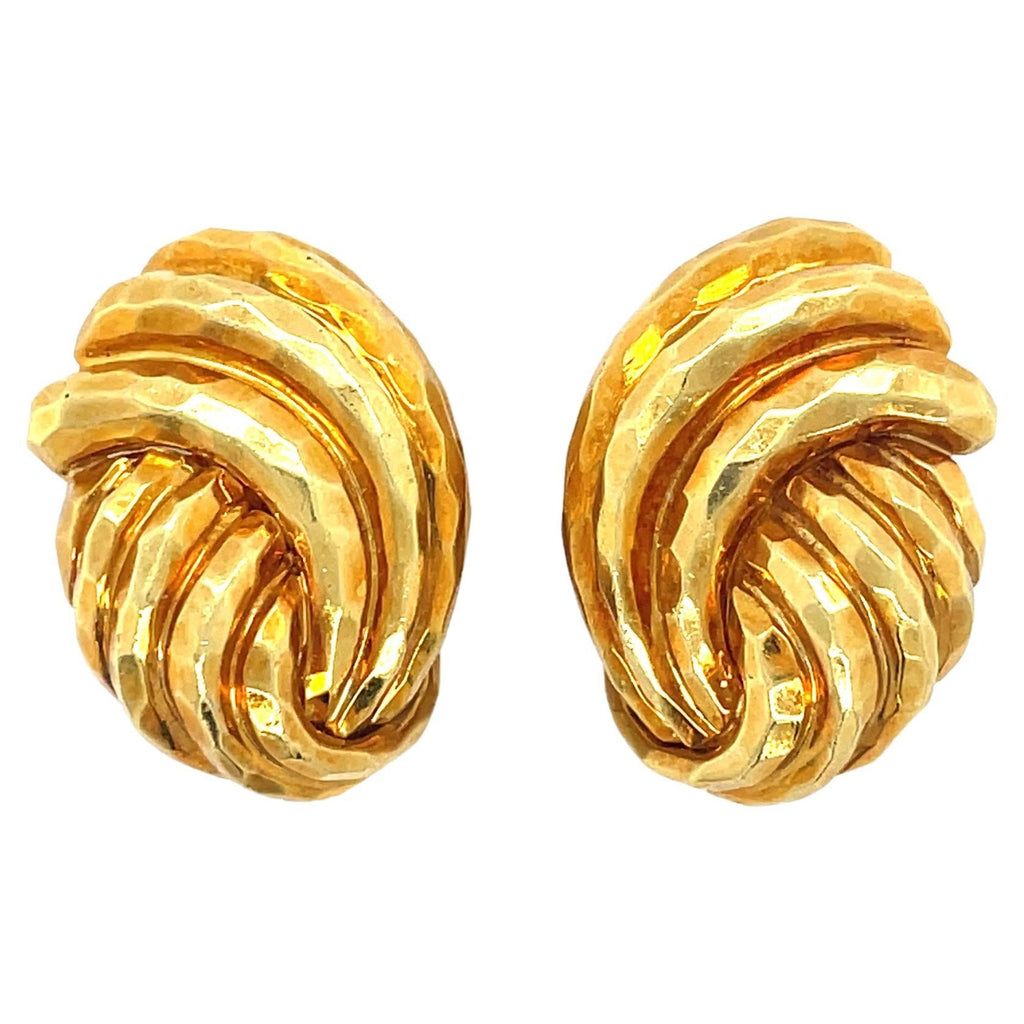 Henry Dunay 18K Hammered Gold Knot Earrings