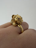 Ilias Lalaounis Lion Head Bypass Ring 18K Yellow Gold and Ruby