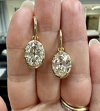 GIA 7.86 Carat Antique Oval Cut Diamond Drop Hoop Earrings