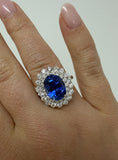 7.41 Carat Ceylon Sapphire and Diamond Ring