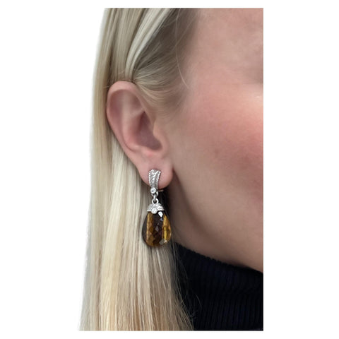 Judith Ripka, Tiger's Eye Drop Earrings