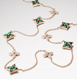Louis Vuitton, Color Blossom Malachite and Diamond Station Long Necklace
