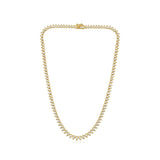14K Gold 9.4ct Natural Diamond Pear Bezel Spike Tennis Necklace