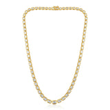 14K Gold 15.5ct Natural Diamond Emerald Bezel Tennis Necklace