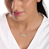 14K Gold 0.2ct Natural Diamond Bubble Halo LOVE Alphabet Necklace