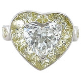 Oscar Heyman, 3.15 Carats Heart Diamond and Yellow Diamond Engagement Ring